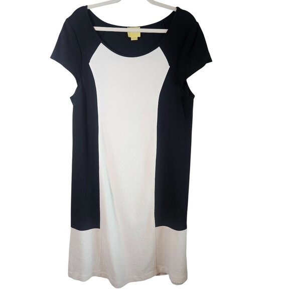 Maeve Colorblock Shift Dress Large Black White Mod Preppy Minimalist - Picture 2 of 9